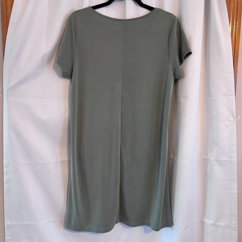 Sigrid Olsen Sage Green Crewneck Shift Top Dress ~ sz L - Picture 2 of 5